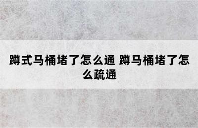 蹲式马桶堵了怎么通 蹲马桶堵了怎么疏通